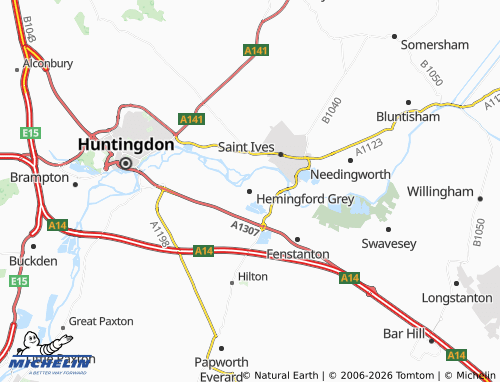Carte MICHELIN Hemingford Grey - ViaMichelin