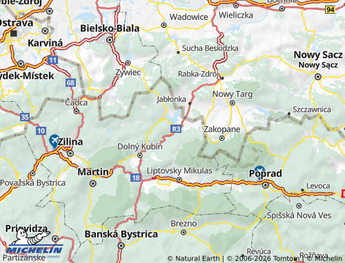 MICHELIN Tvrdošín map - ViaMichelin