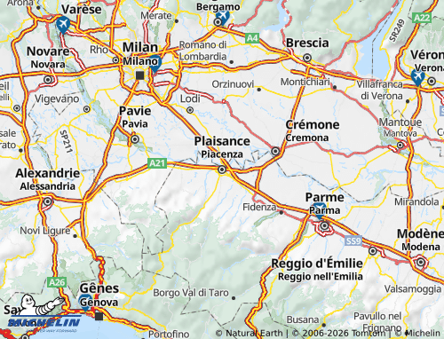 Kaart MICHELIN Piacenza - ViaMichelin