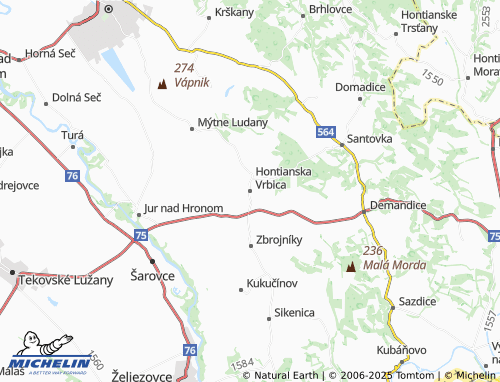 MICHELIN Hontianska Vrbica map - ViaMichelin