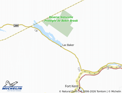 Carte MICHELIN Lac Baker - ViaMichelin