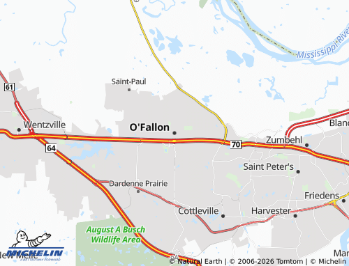 Carte MICHELIN O'Fallon - ViaMichelin