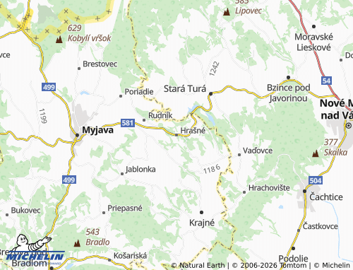 Carte MICHELIN Hrašné - ViaMichelin