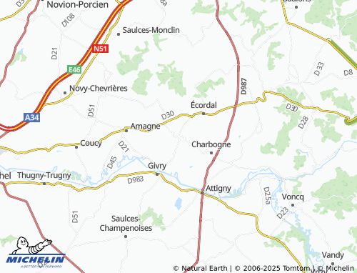 Carte MICHELIN Alland'Huy-et-Sausseuil - ViaMichelin