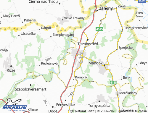 MICHELIN Tuzsér map - ViaMichelin