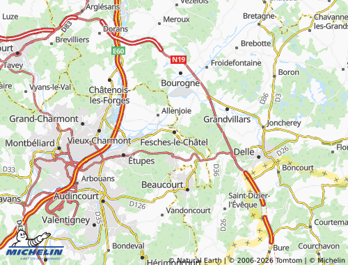 MICHELIN-Landkarte Fesches-le-Châtel - ViaMichelin