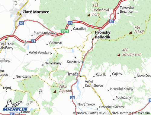 MICHELIN Kozárovce map - ViaMichelin