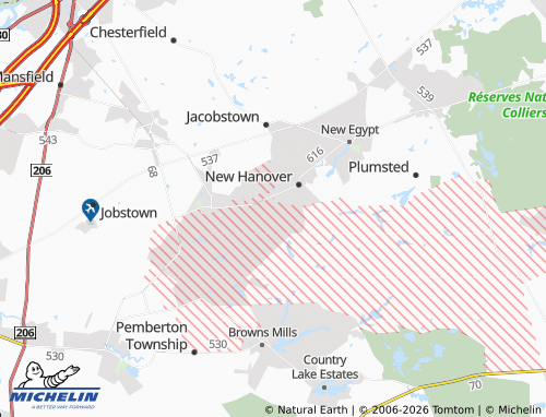Kaart MICHELIN McGuire Air Force Base - ViaMichelin