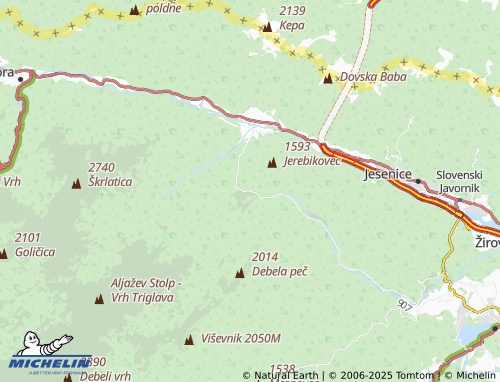 Mappa MICHELIN Zgornja Radovna - ViaMichelin