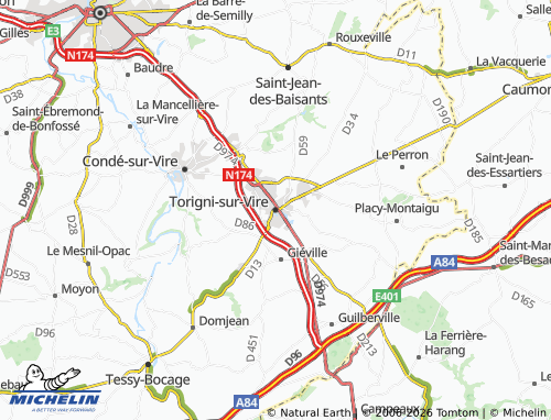 MICHELIN Torigni-sur-Vire map - ViaMichelin