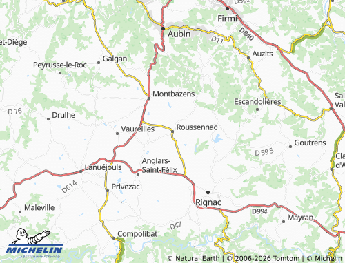 MICHELIN Roussennac map - ViaMichelin