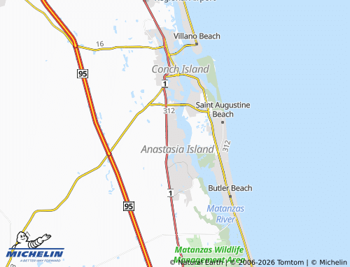 Mapa MICHELIN Saint Augustine South - ViaMichelin
