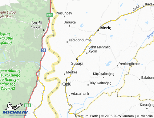 MICHELIN Subaşı map - ViaMichelin