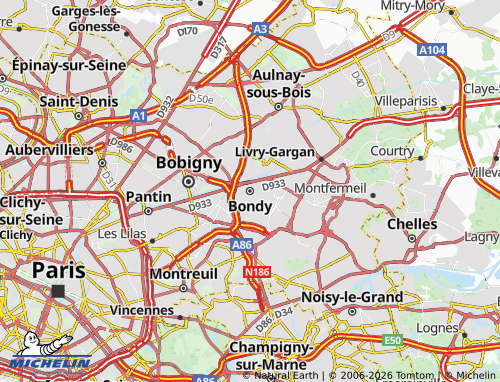 MICHELIN Bondy map - ViaMichelin