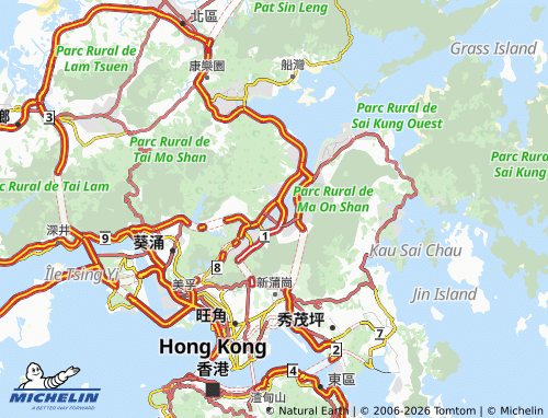 Mapa MICHELIN Distrito de Sha Tin - ViaMichelin