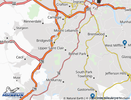 Carte MICHELIN Upper Saint Clair - ViaMichelin