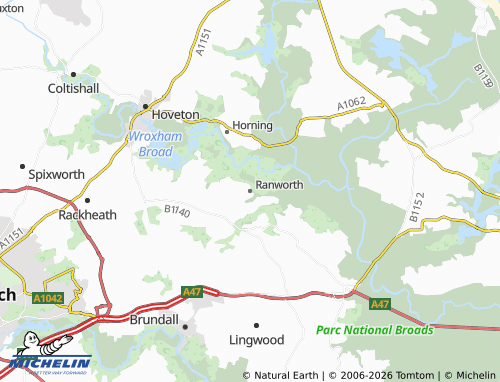 Carte MICHELIN Ranworth - ViaMichelin