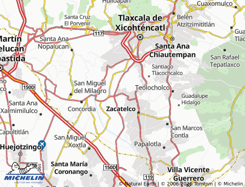 MICHELIN San Jerónimo Zacualpan map - ViaMichelin