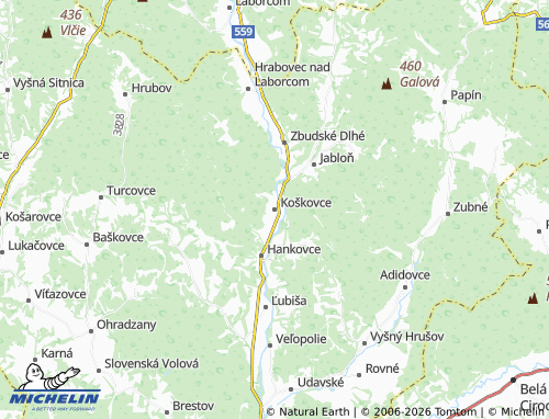MICHELIN-Landkarte Koškovce - ViaMichelin