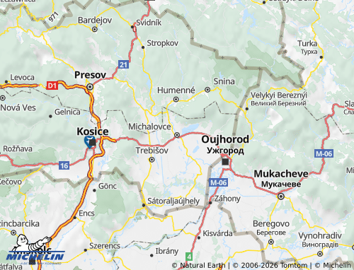 Mappa MICHELIN Michalovce - ViaMichelin