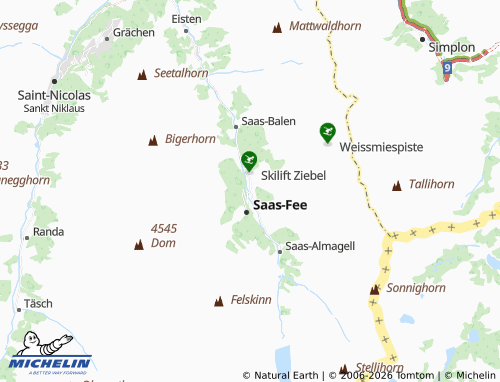 Mappa MICHELIN Saas-Grund - ViaMichelin