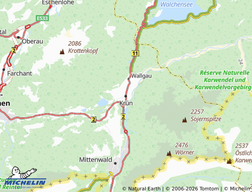 Mapa MICHELIN Krün - ViaMichelin