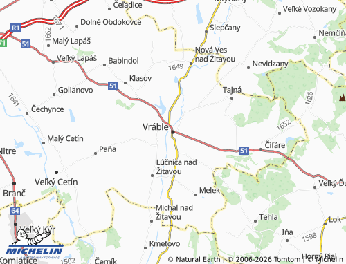 MICHELIN-Landkarte Vráble - ViaMichelin
