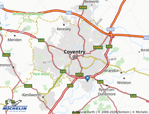 Mapa MICHELIN Coventry - ViaMichelin