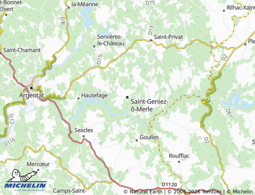 Carte MICHELIN Saint-Geniez-ô-Merle - ViaMichelin