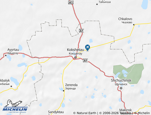 Kaart MICHELIN Akmolinskaya oblast - ViaMichelin