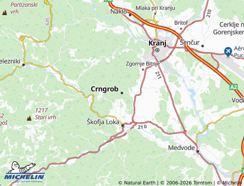 Carte MICHELIN Crngrob - ViaMichelin