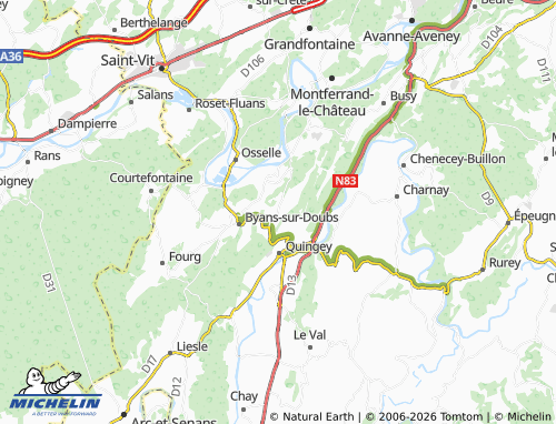 MICHELIN Abbans-Dessus map - ViaMichelin