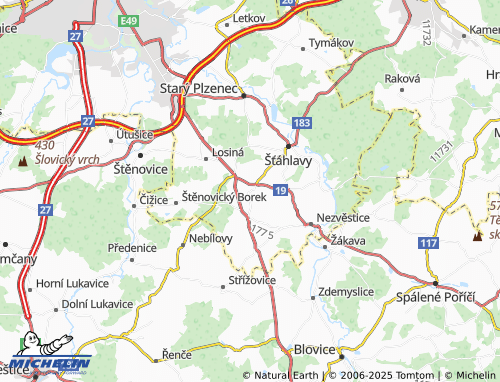 MICHELIN-Landkarte Nezbavětice - ViaMichelin