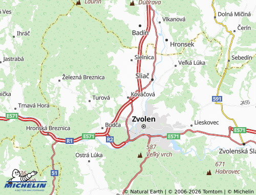 MICHELIN-Landkarte Kováčová - ViaMichelin
