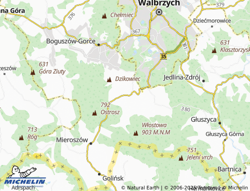 MICHELIN Unisław Śląski map - ViaMichelin