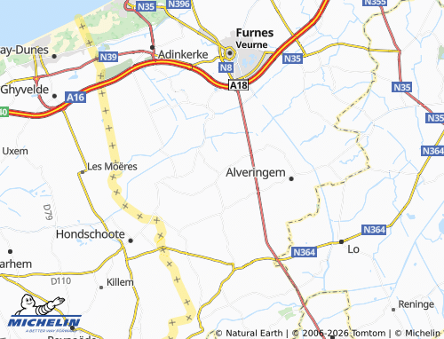 Mappa MICHELIN Wulveringem - ViaMichelin