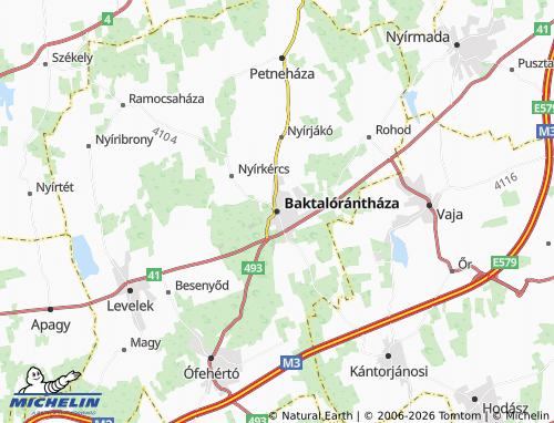 MICHELIN Baktalórántháza map - ViaMichelin