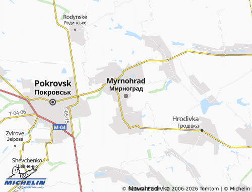 MICHELIN Myrnohrad map - ViaMichelin
