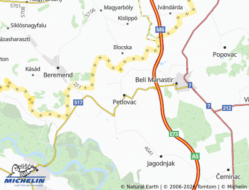 Mapa MICHELIN Petlovac - ViaMichelin
