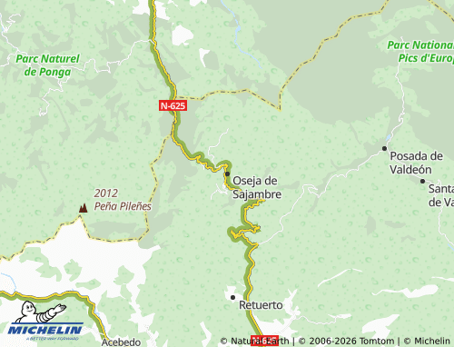 MICHELIN Oseja de Sajambre map - ViaMichelin