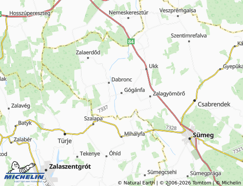 Mapa MICHELIN Gógánfa - ViaMichelin
