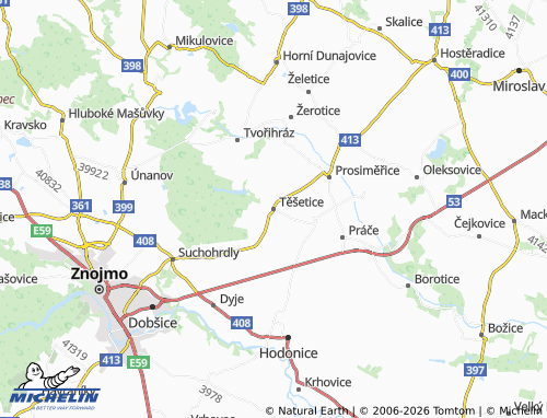 Mappa MICHELIN Těšetice - ViaMichelin