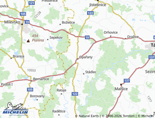 Kaart MICHELIN Opařany - ViaMichelin
