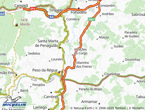 MICHELIN Alvações do Corgo map - ViaMichelin