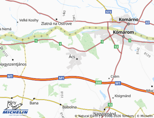 MICHELIN Ács map - ViaMichelin