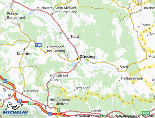 Mapa MICHELIN Güssing - ViaMichelin