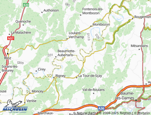 Carte MICHELIN Flagey-Rigney - ViaMichelin