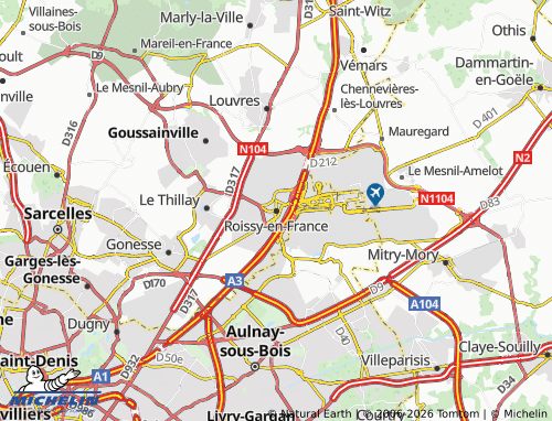 Mapa MICHELIN Roissy-en-France - ViaMichelin