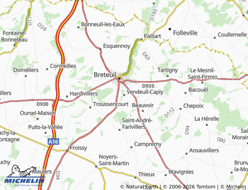 MICHELIN Vendeuil-Caply map - ViaMichelin