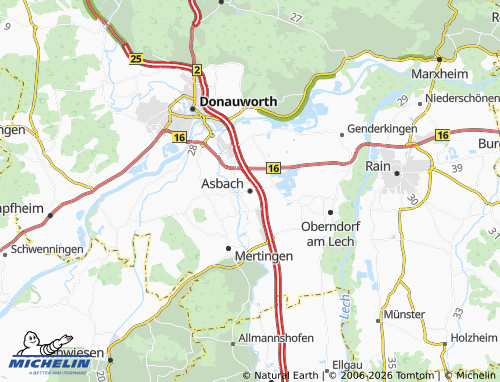 Mappa MICHELIN Asbach-Bäumenheim - ViaMichelin